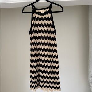 Haute Hippie Black and Cream Chevron Mini Dress